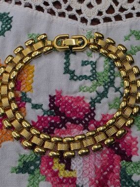 Monet Gold Link Bracelet with Pink and Green Accents